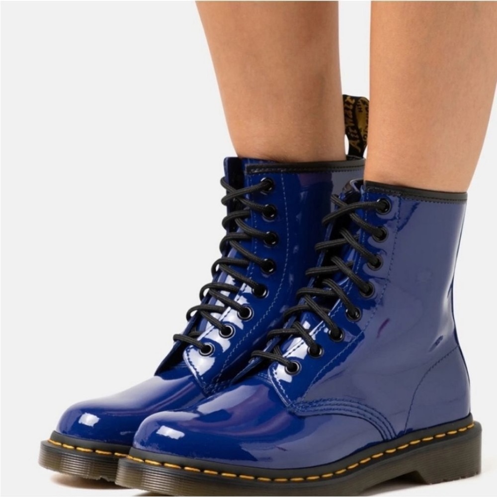 NWOT Dr Martens 1460 Blueprint Patent Combat Ankle Boots Women’s 7 Shoes